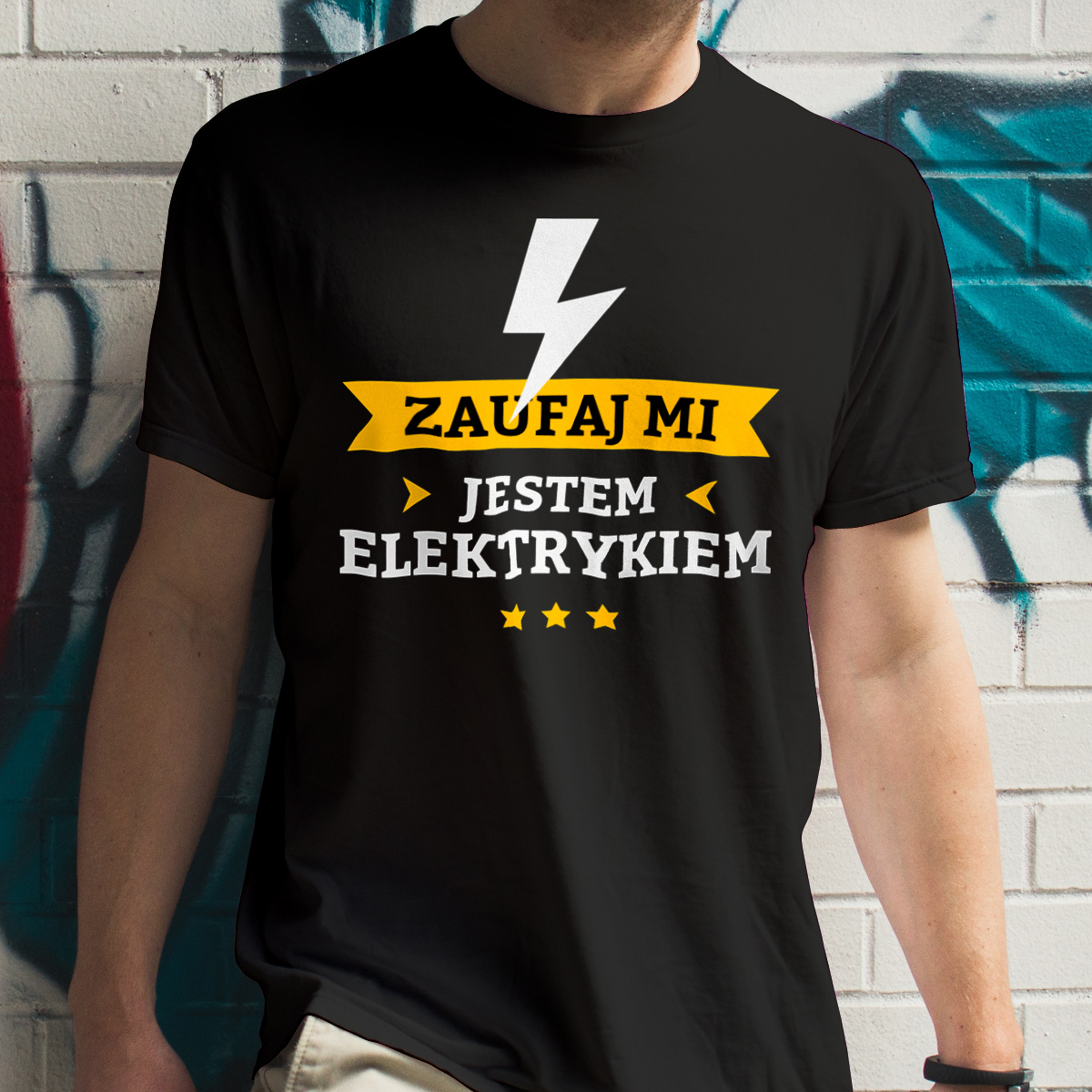 Zaufaj Mi Jestem Elektrykiem - Męska Koszulka Czarna