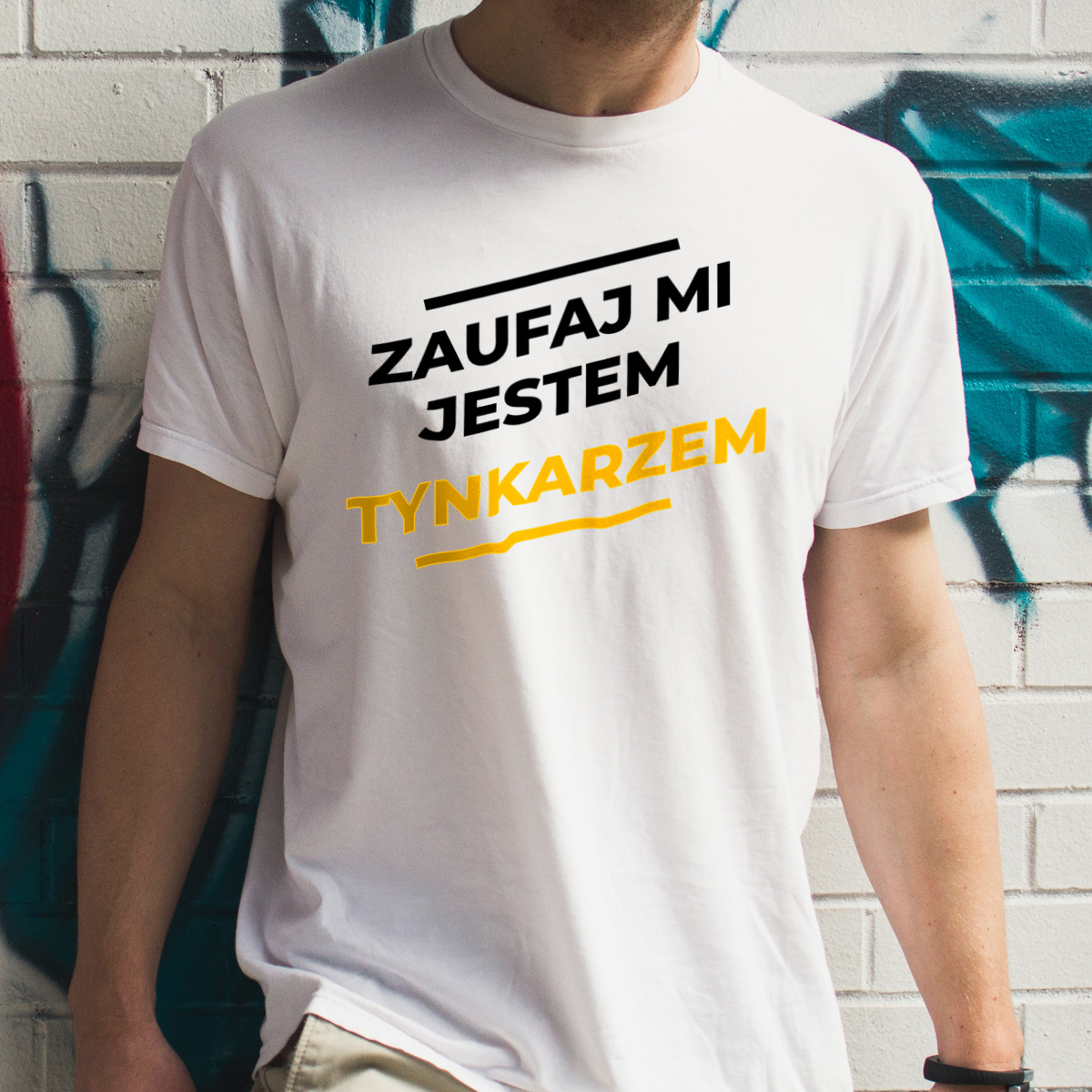 Zaufaj Mi Jestem Tynkarzem - Męska Koszulka Biała