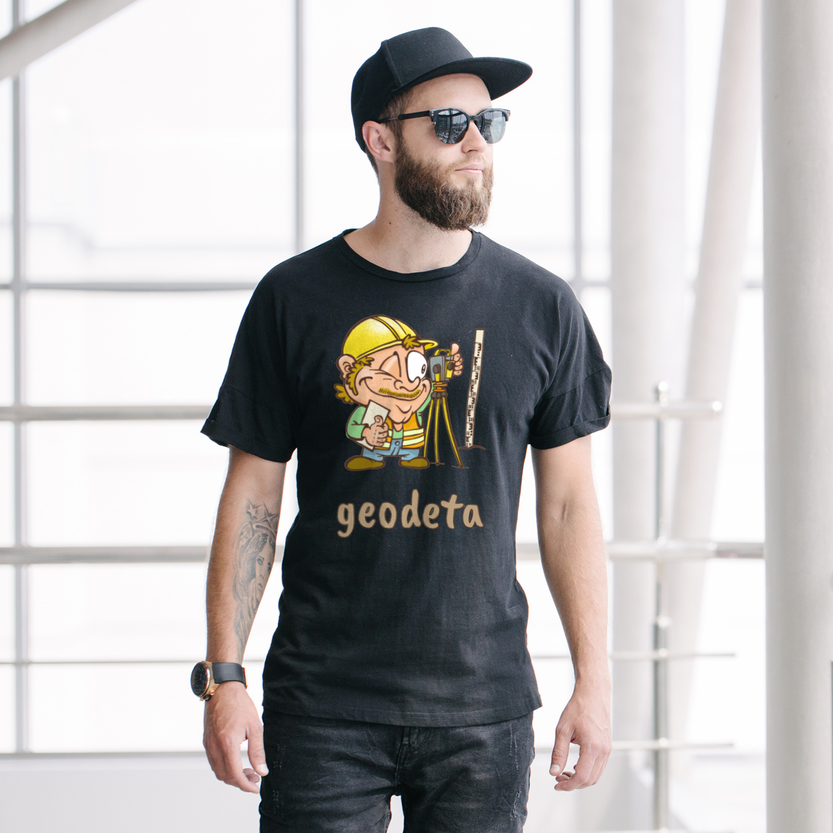 Zawód Geodeta - Męska Koszulka Czarna