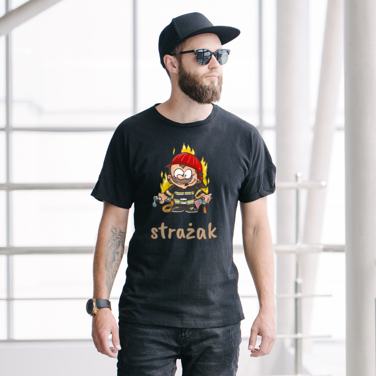 Zawód Strażak - Męska Koszulka Czarna