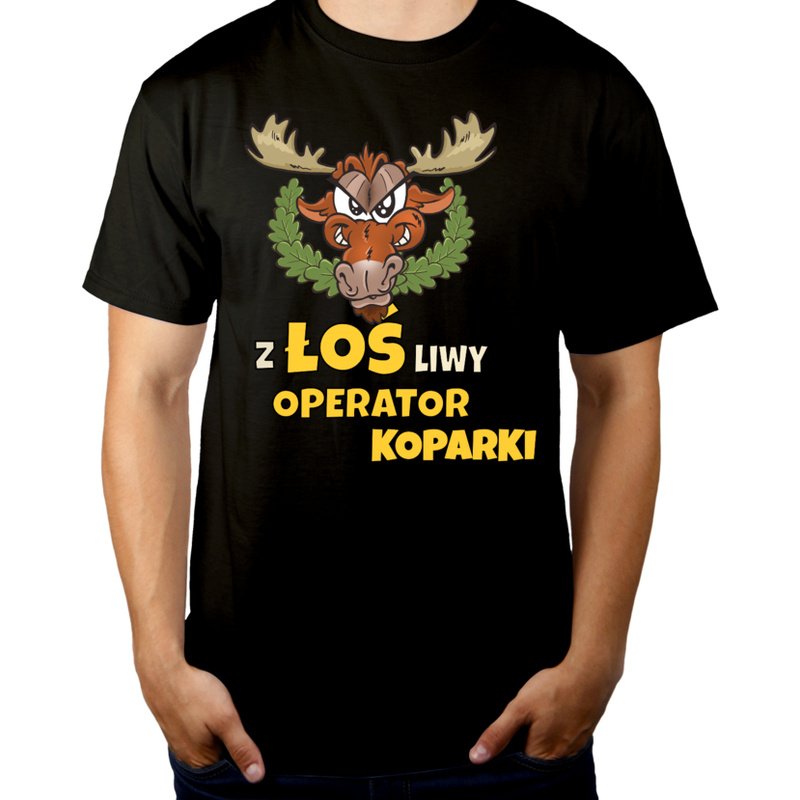 Złośliwy Operator Koparki Łoś - Męska Koszulka Czarna
