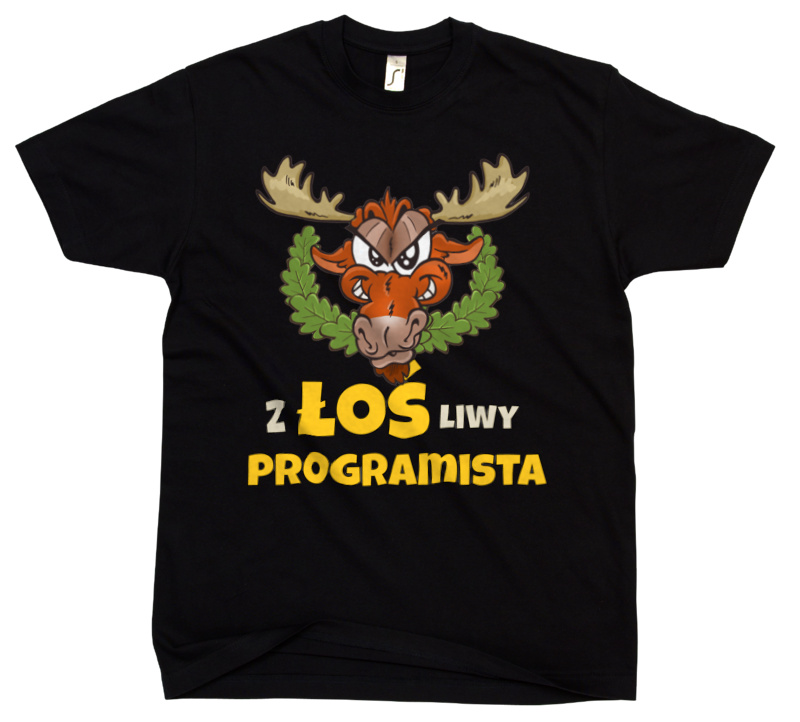 Złośliwy Programista Łoś - Męska Koszulka Czarna