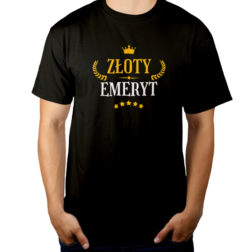 Złoty Emeryt - Męska Koszulka Czarna