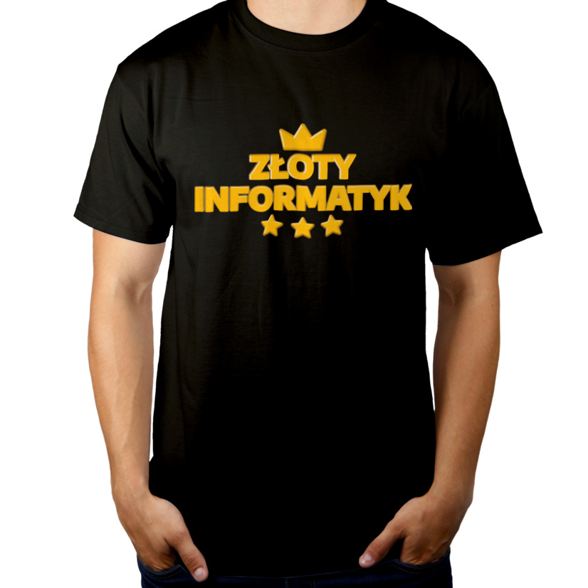 Złoty Informatyk - Męska Koszulka Czarna