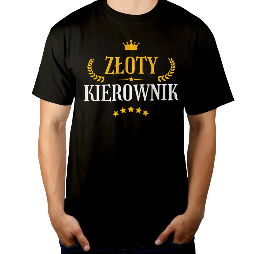 Złoty Kierownik - Męska Koszulka Czarna