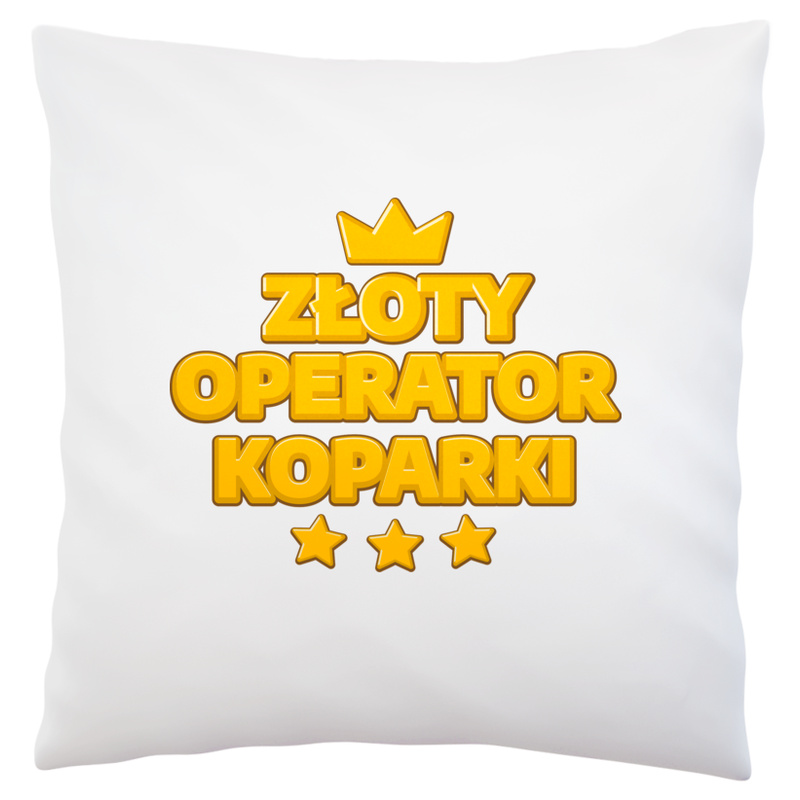 Złoty Operator Koparki - Poduszka Biała