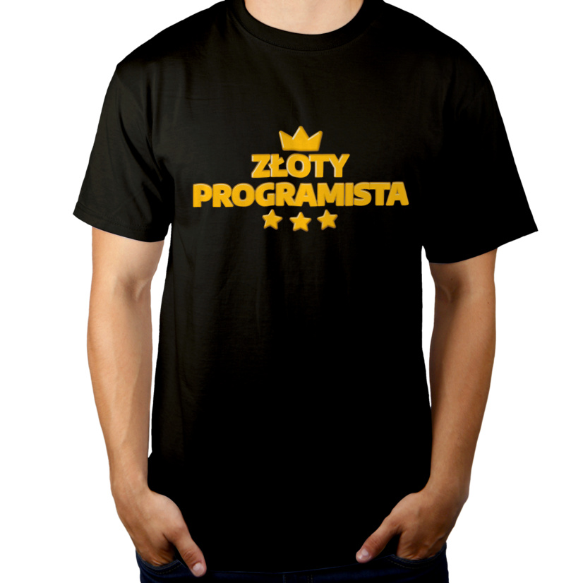 Złoty Programista - Męska Koszulka Czarna