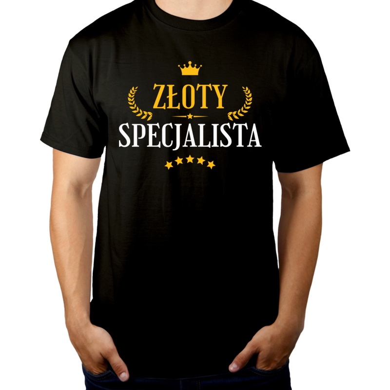 Złoty Specjalista - Męska Koszulka Czarna