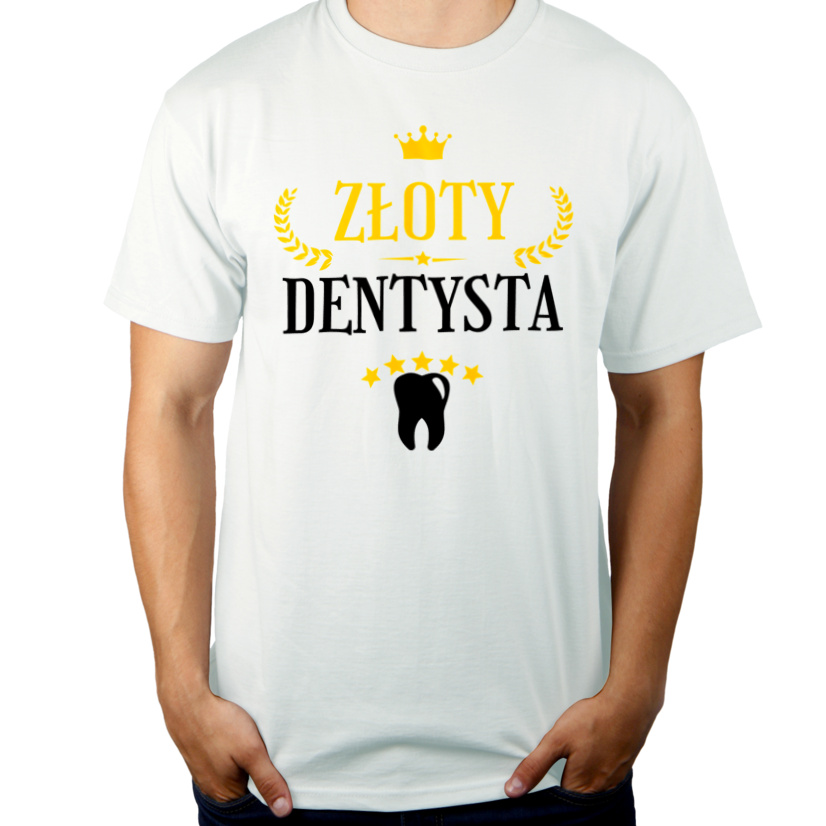 Złoty dentysta - Męska Koszulka Biała