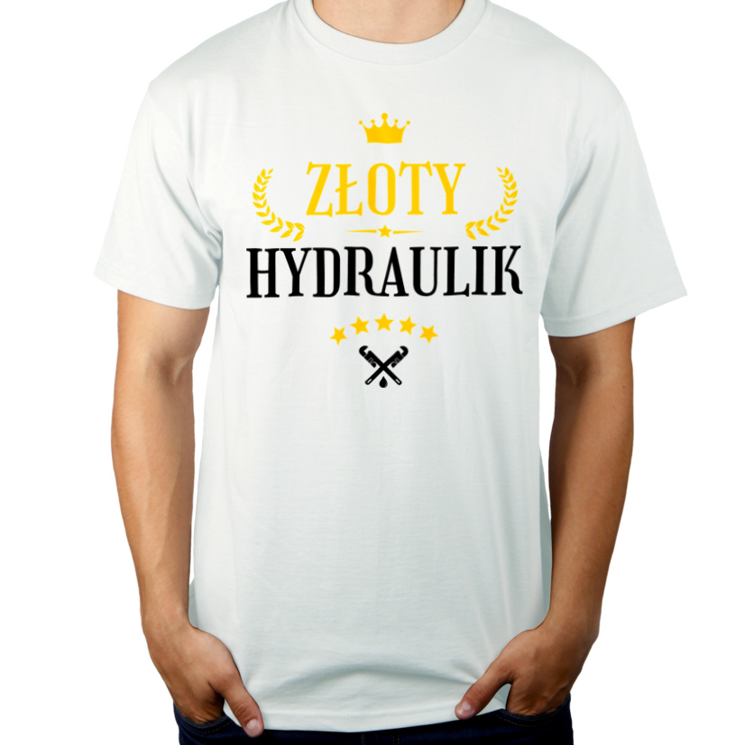 Złoty hydraulik - Męska Koszulka Biała