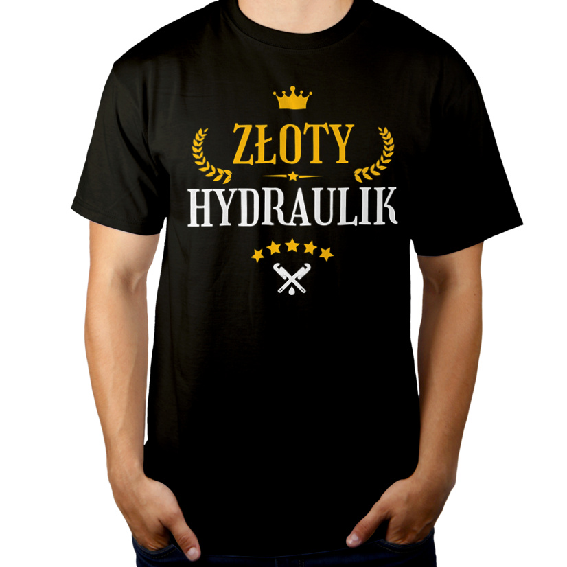 Złoty hydraulik - Męska Koszulka Czarna