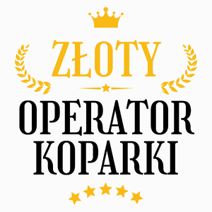 Złoty operator koparki - Poduszka Biała