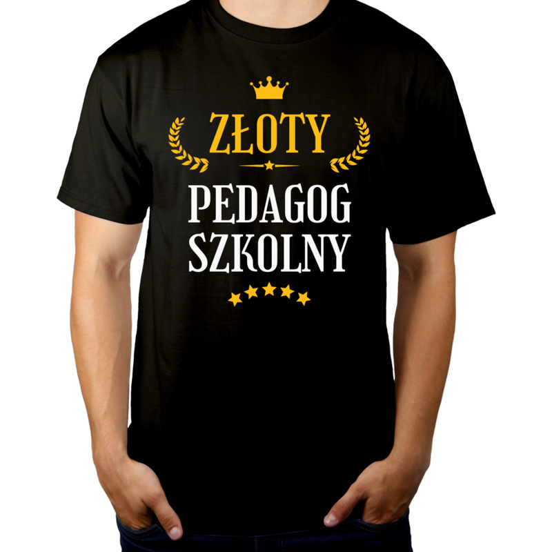 Złoty pedagog szkolny - Męska Koszulka Czarna