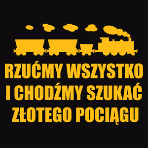 Złoty pociąg (złoty nadruk) - Męska Koszulka Czarna