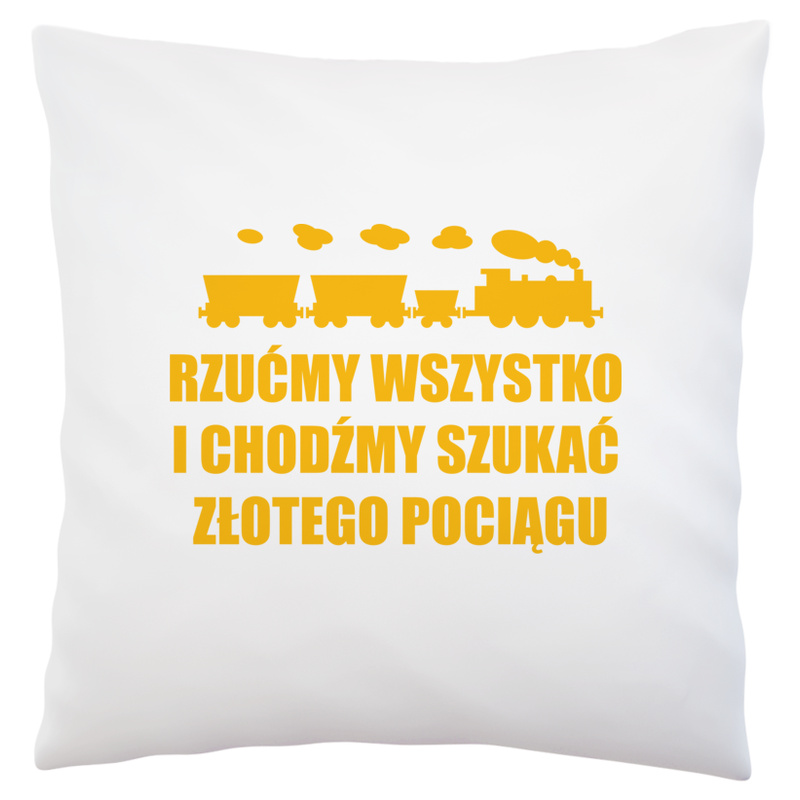 Złoty pociąg (złoty nadruk) - Poduszka Biała
