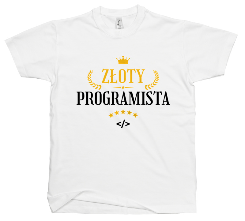 Złoty programista - Męska Koszulka Biała