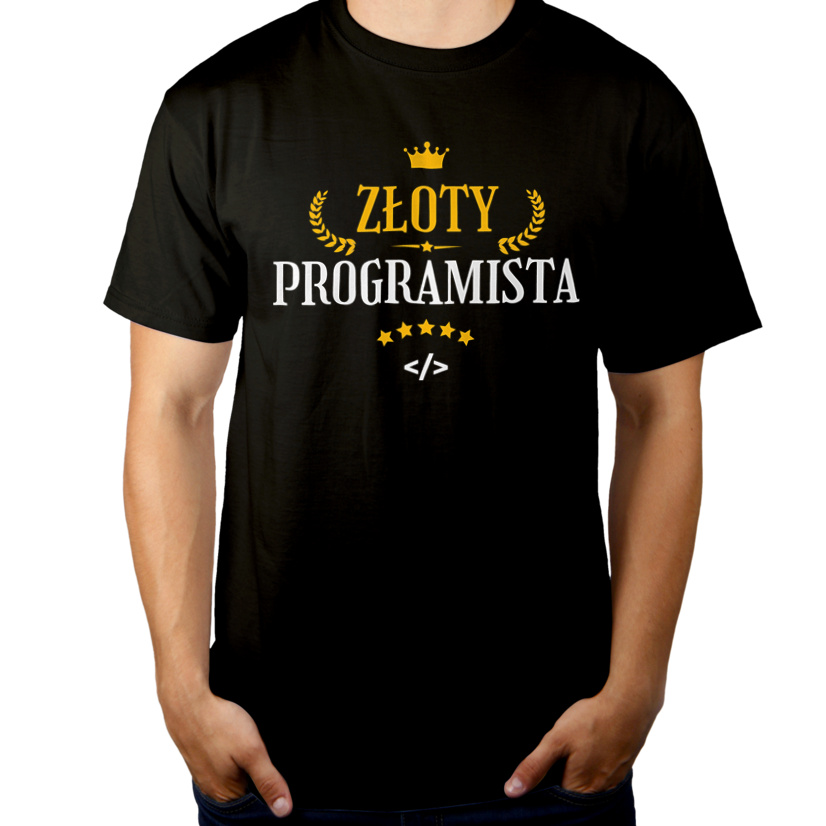 Złoty programista - Męska Koszulka Czarna