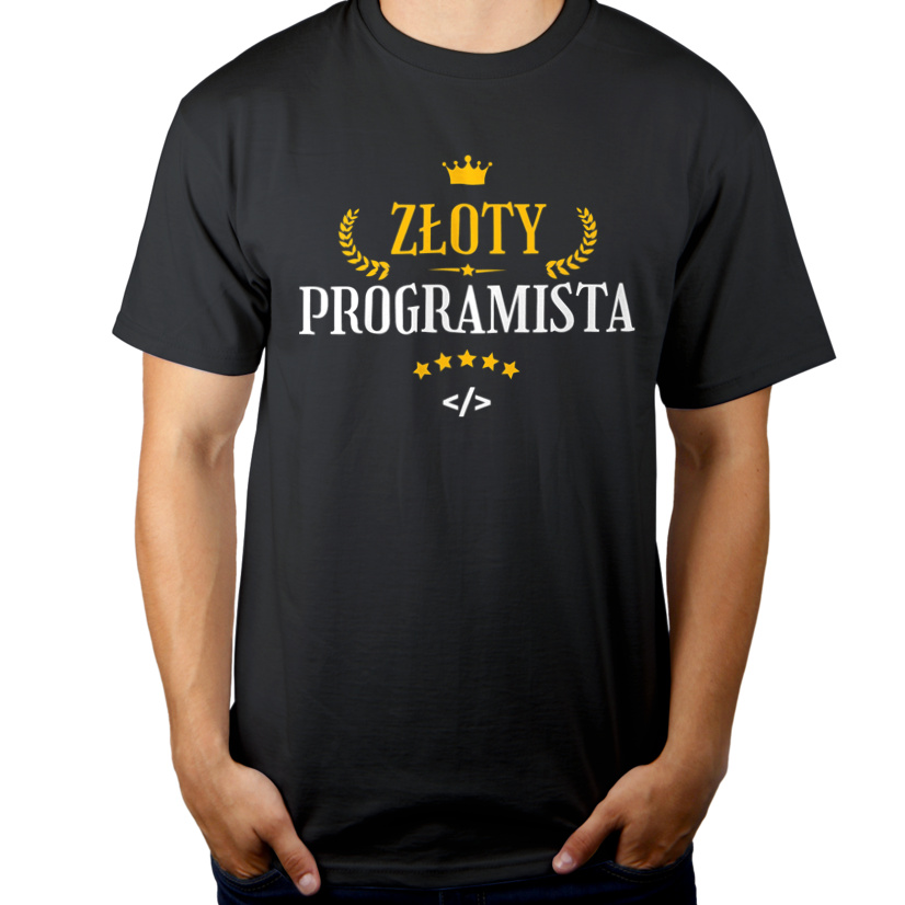 Złoty programista - Męska Koszulka Szara