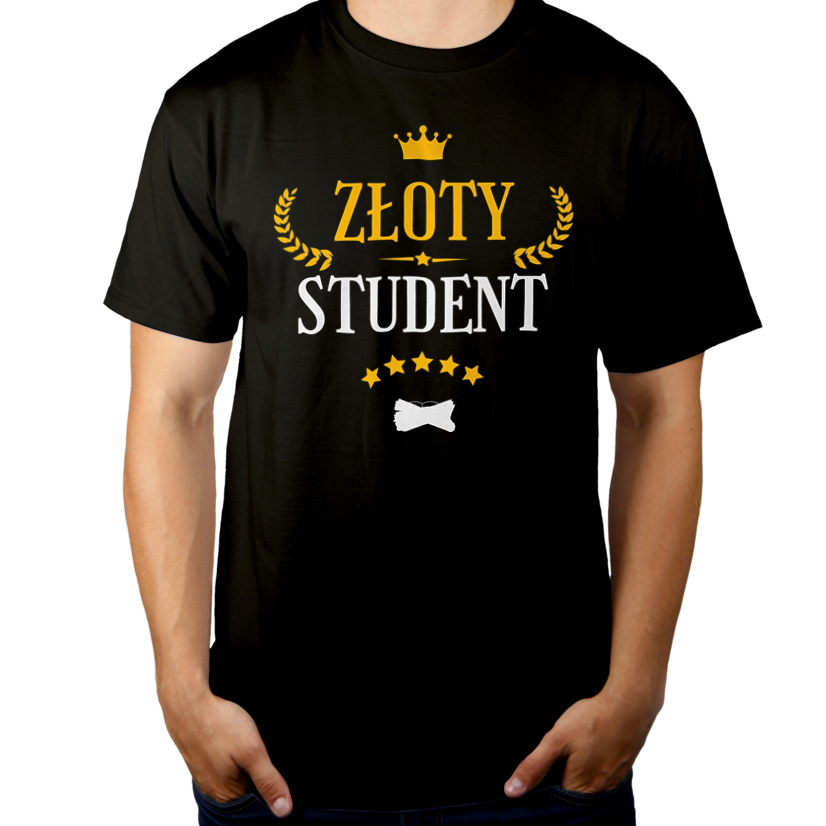 Złoty student - Męska Koszulka Czarna