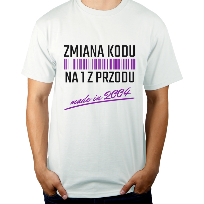 Zmiana Kodu Na 1 Z Przodu Urodziny 18 Lat 2005 - Męska Koszulka Biała
