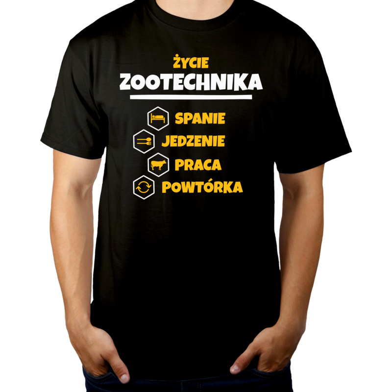 Zootechnik - Spanie Jedzenie - Męska Koszulka Czarna