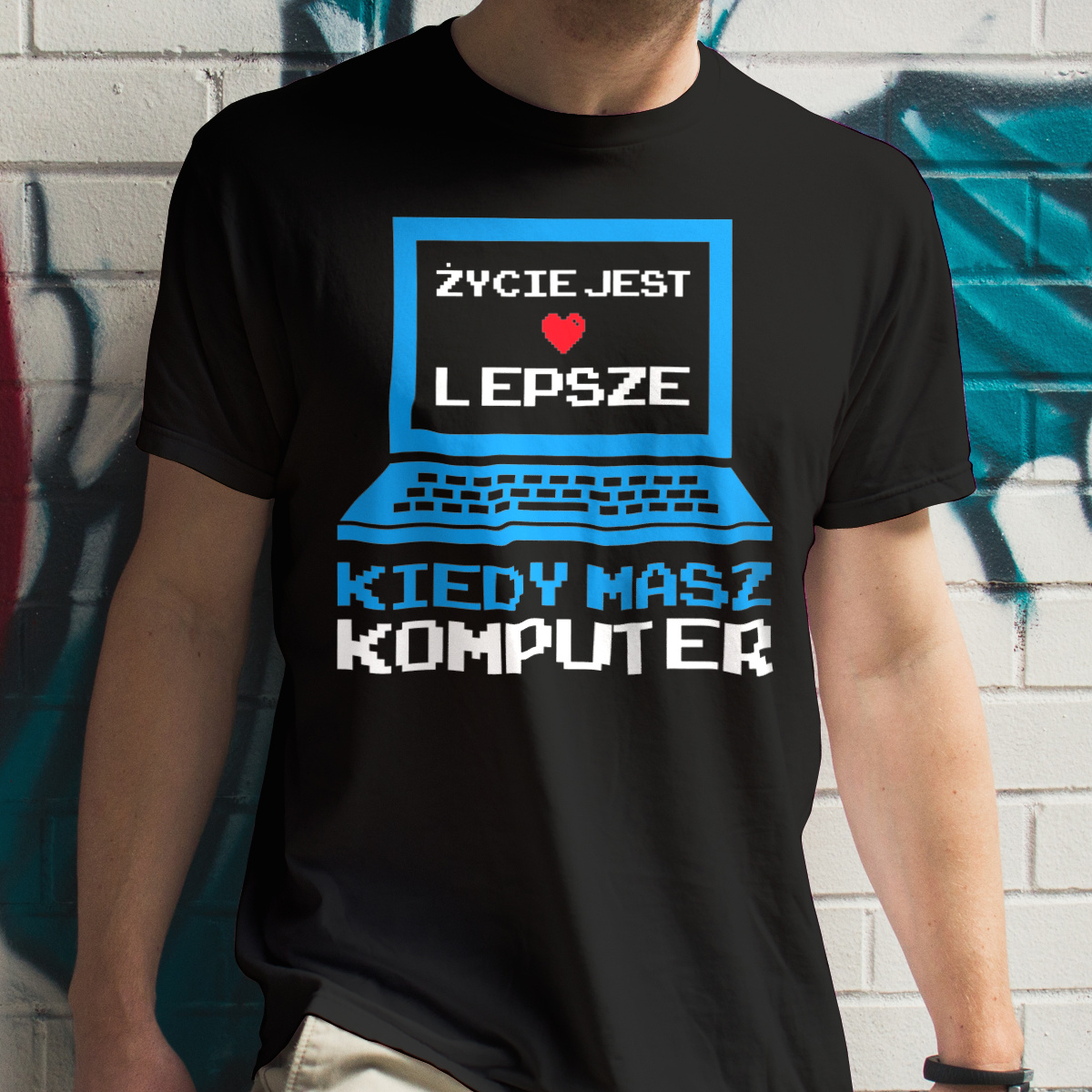Życie jest lepsze kiedy masz komputer - Męska Koszulka Czarna