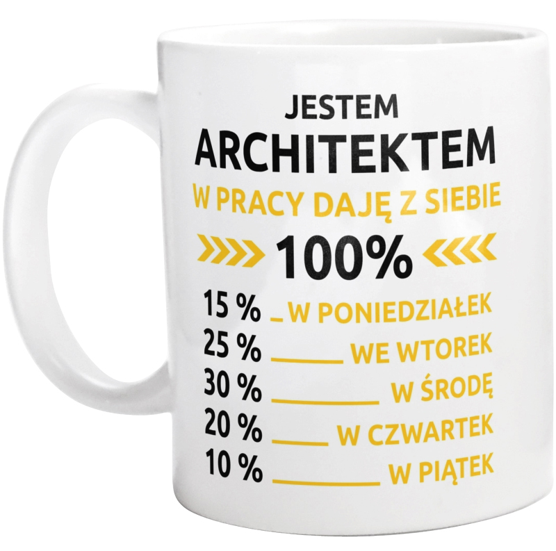 architekt w pracy daje z siebie 100%  - Kubek Biały