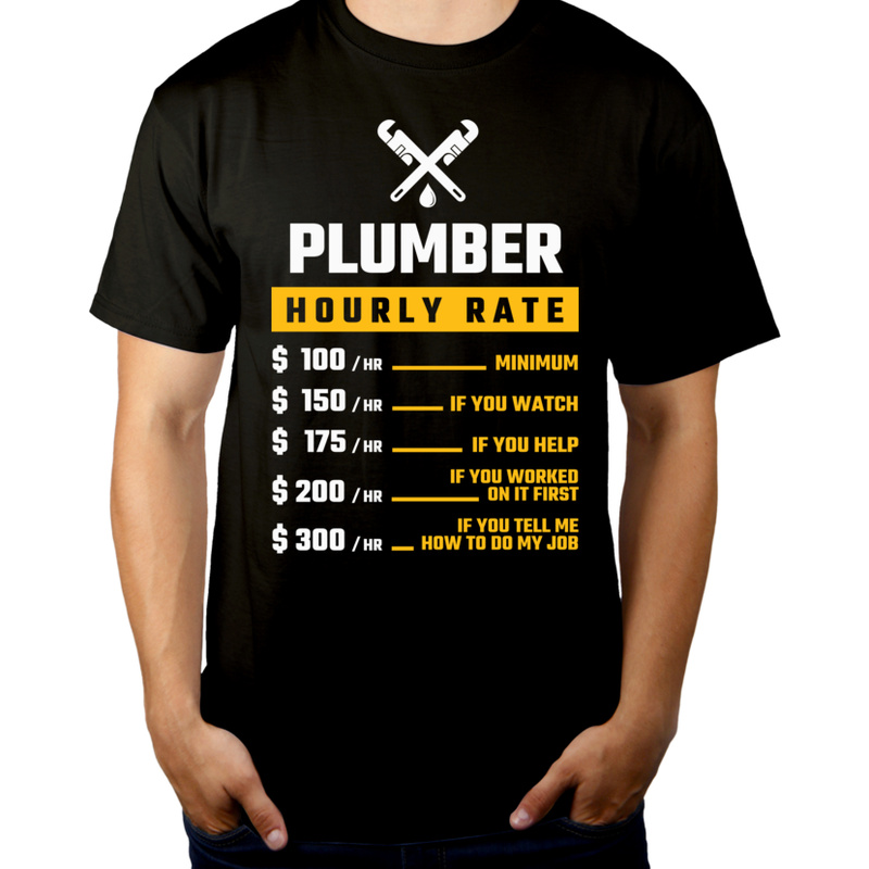 hourly rate plumber - Męska Koszulka Czarna