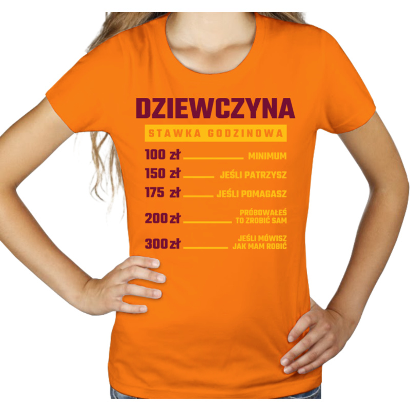 stawka godzinowa dziewczyna - Damska Koszulka Pomarańczowa
