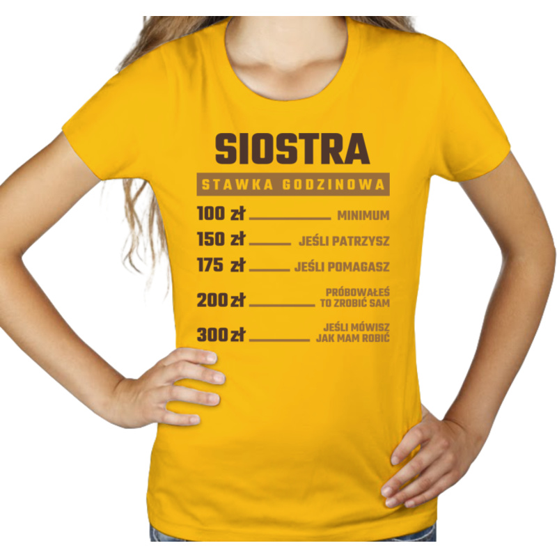 stawka godzinowa siostra - Damska Koszulka Żółta