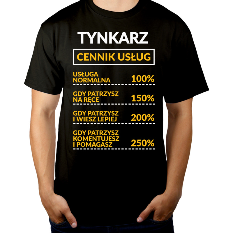 tynkarz - cennik usług - Męska Koszulka Czarna